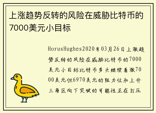 上涨趋势反转的风险在威胁比特币的7000美元小目标 